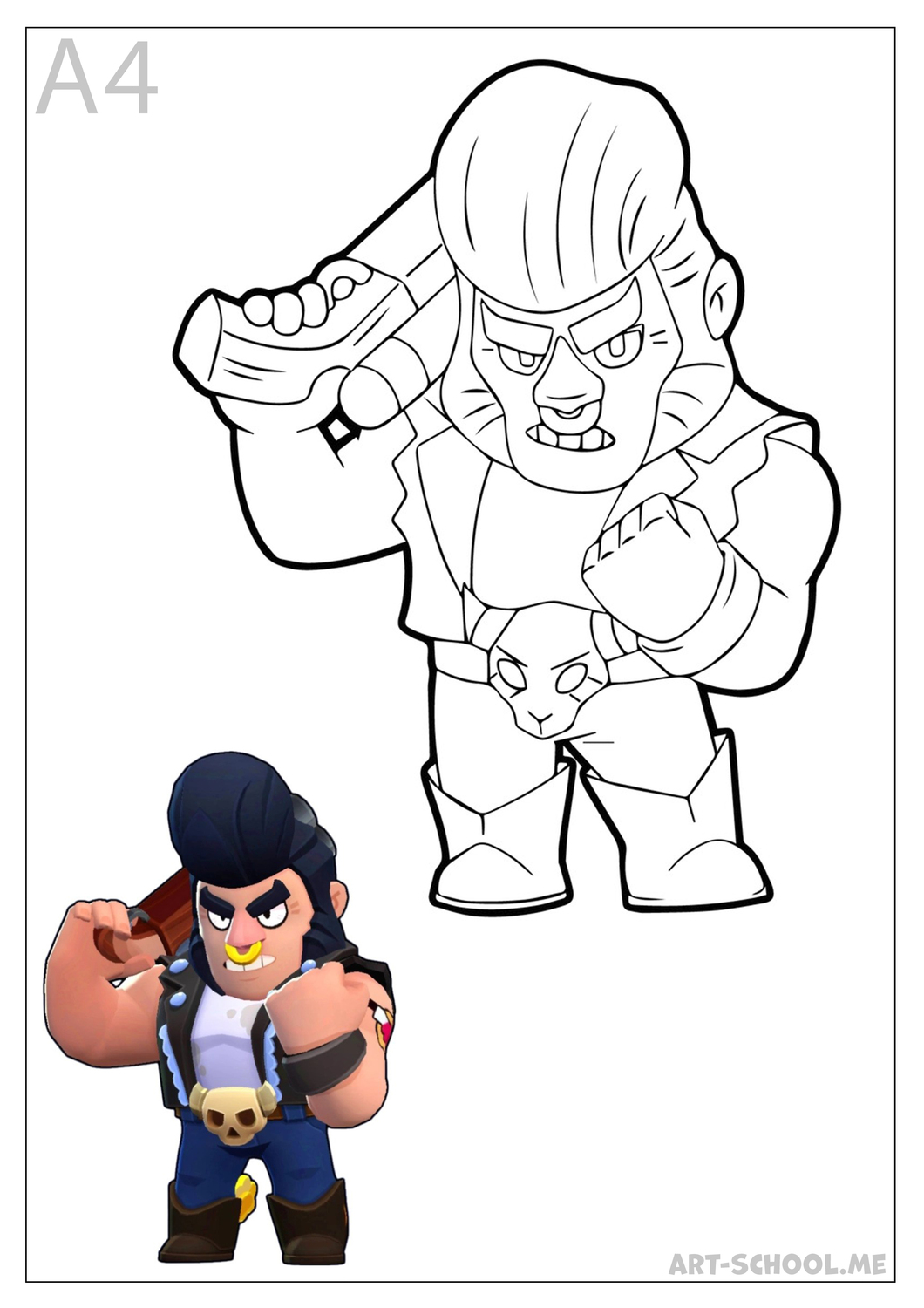 Brawl Stars! Bull! Kolorowanka do druku!