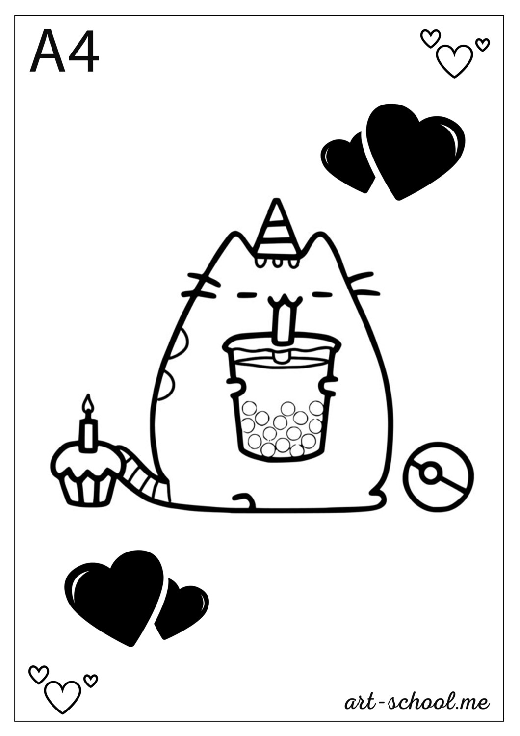Bubble Tea i Pusheen Kolorowanka! Darmowe kolorowanki do druku PDF!