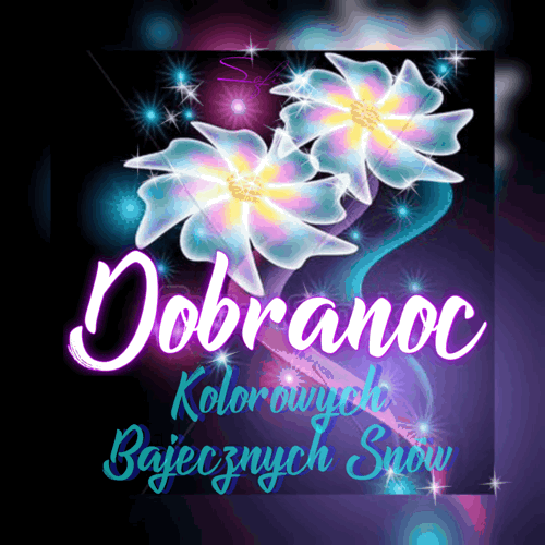 GIF na dobranoc z kwiatami