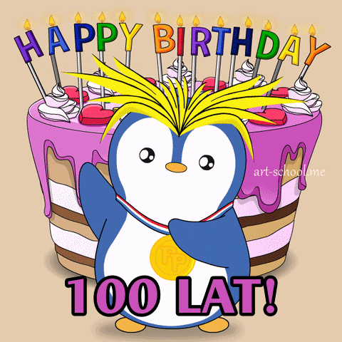 GIF urodzinowy od Pudgy Penguins! 100 LAT!
