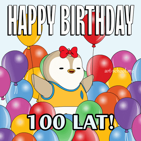 GIF urodzinowy od Pudgy Penguins! 100 LAT!