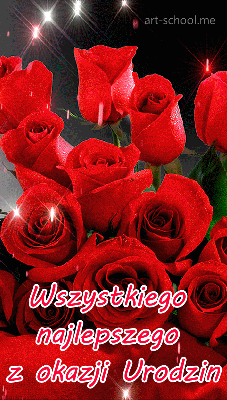 Gify urodzinowe dla kobiety! Róże! Czerwone róże! Bukiety czerwonych róż!