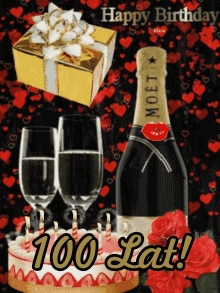 Gify urodzinowe! Kartki urodzinowe! 100 Lat!