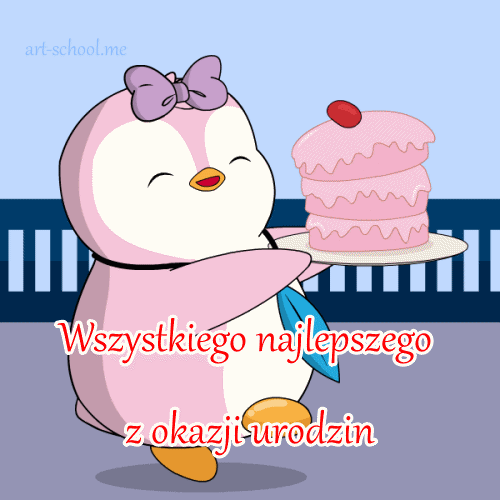 Gify urodzinowe od Pudgy Penguins! Różowy pingwin! Wszystkiego najlepszego z okazji urodzin!