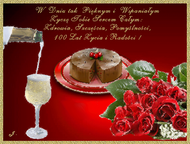 Gify urodzinowe ruchome brokatowe! Urodzinowe gify z kwiatami! Sto lat szampan tort urodzinowy! Tort szampan i życzenia W dniu urodzin!