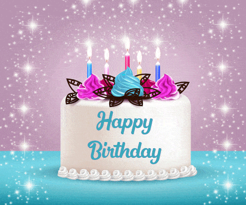 Gify urodzinowe z napisem Happy Birthday! Tort!
