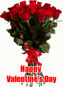 Happy Valentine's Day! Gify! Bukiet czerwonych róż!