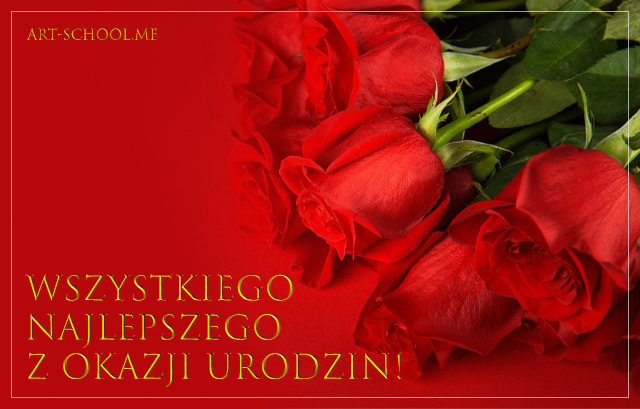 Kartka urodzinowa dla kobiety, kartka z czerwonymi różami
