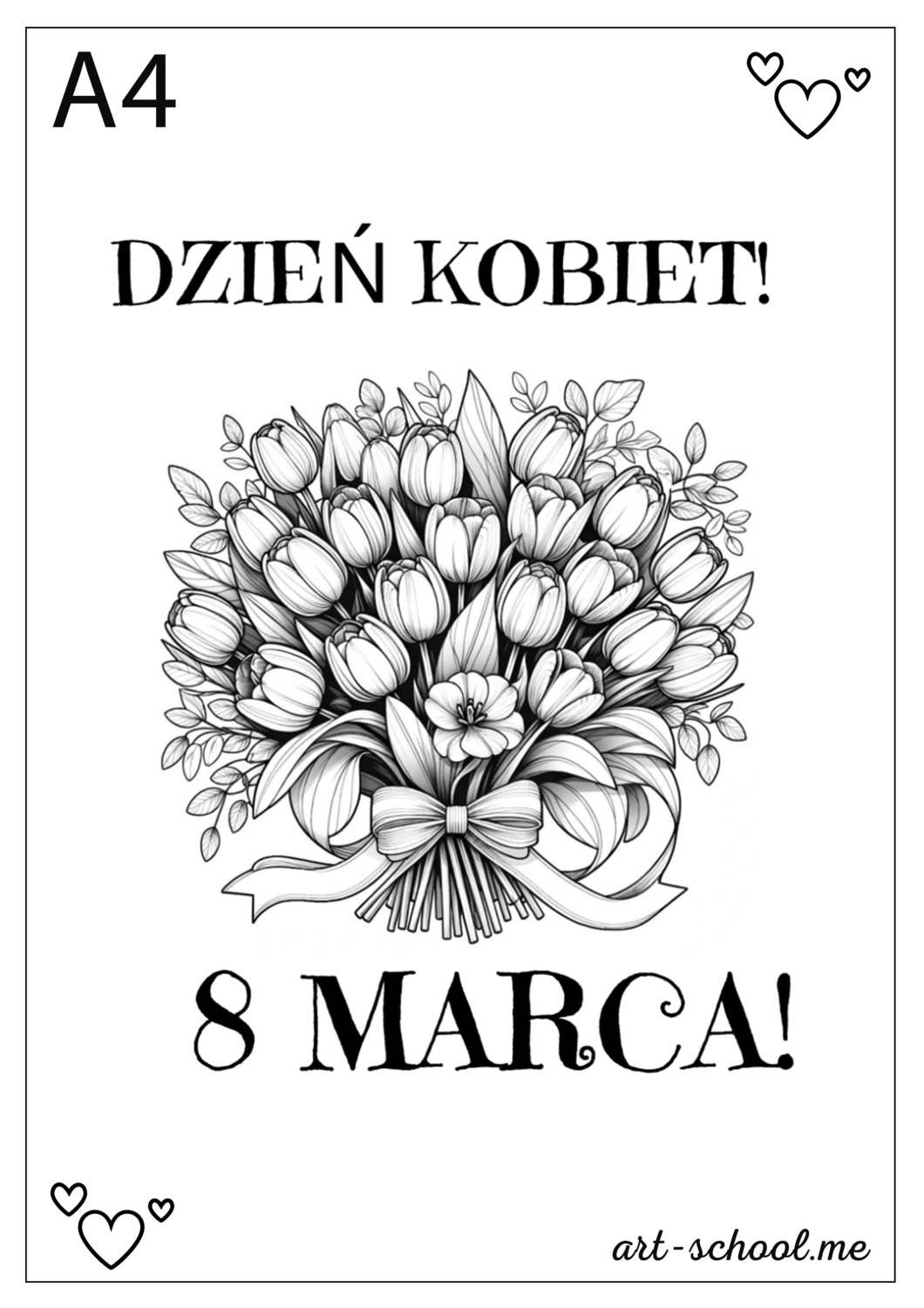 Kolorowanka Bukiet Tulipanów na Dzień Kobiet!