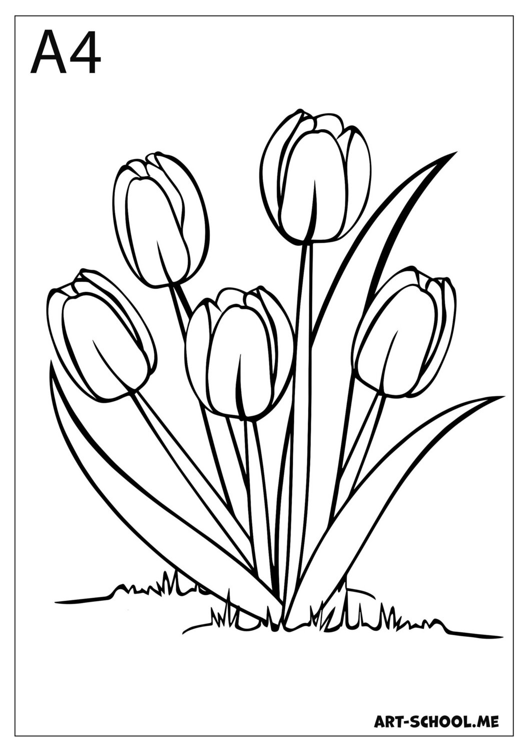 Kolorowanka tulipany dla dzieci! Pięć tulipanów!