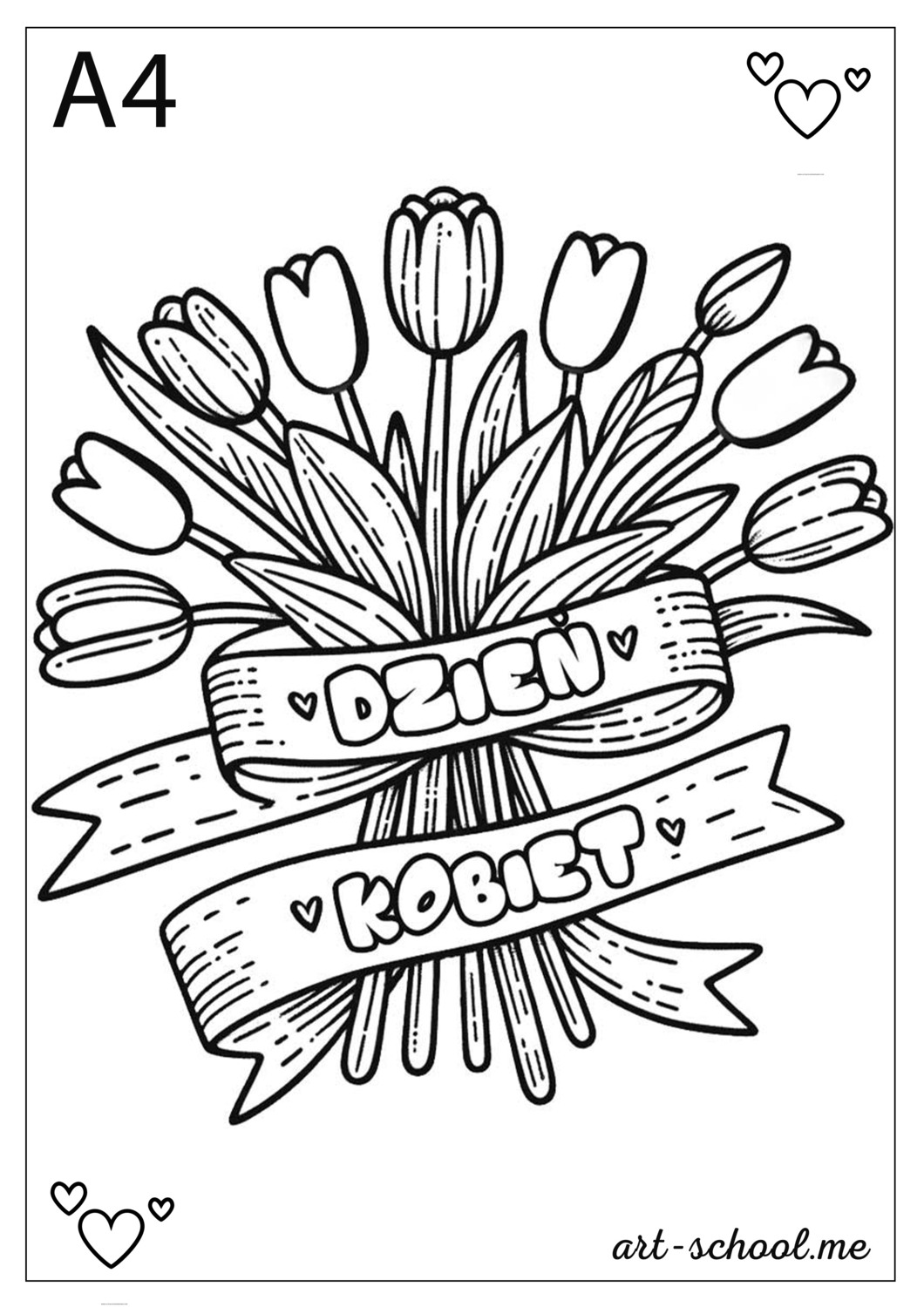 Kolorowanka z tulipanami! Tulipany na Dzień Kobiet! Kolorowanka do druku! Kolorowanka na 8 Marca! Tulipany!
