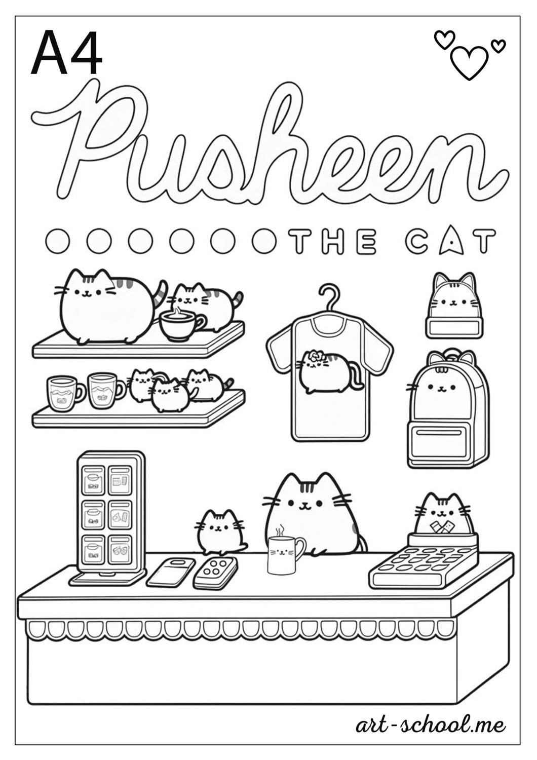 Kolorowanka ze sklepem Pusheen! Kolorowanki dla dzieci!