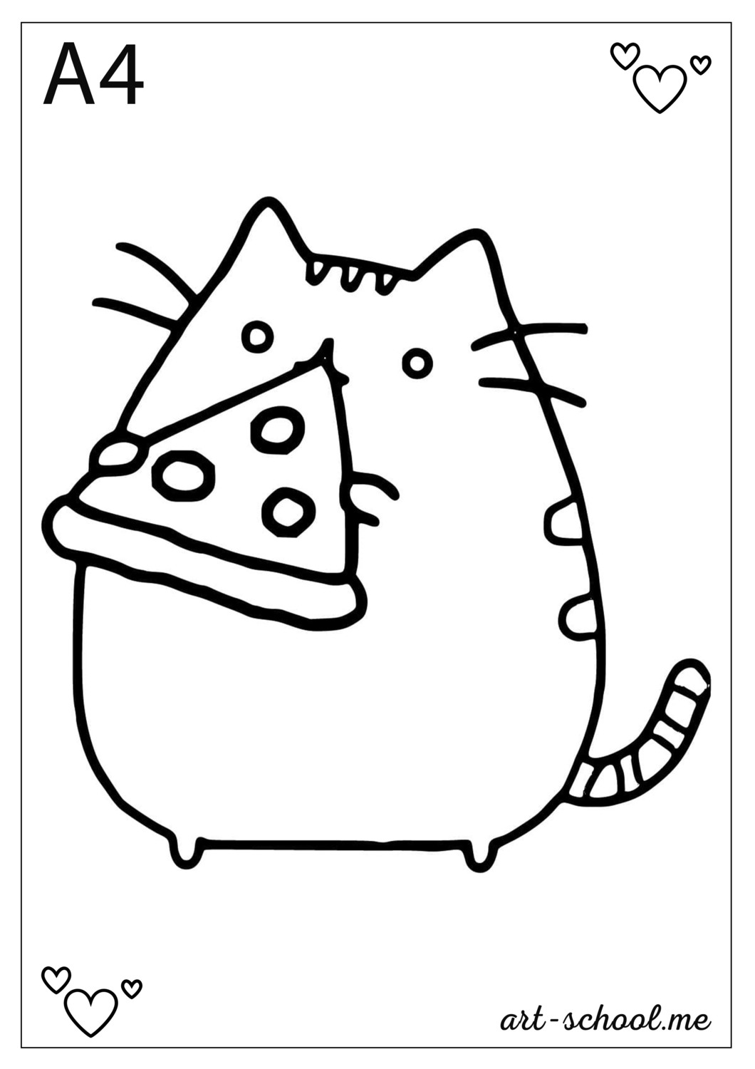 Kolorowanki Pusheen do druku PDF! Format A4.