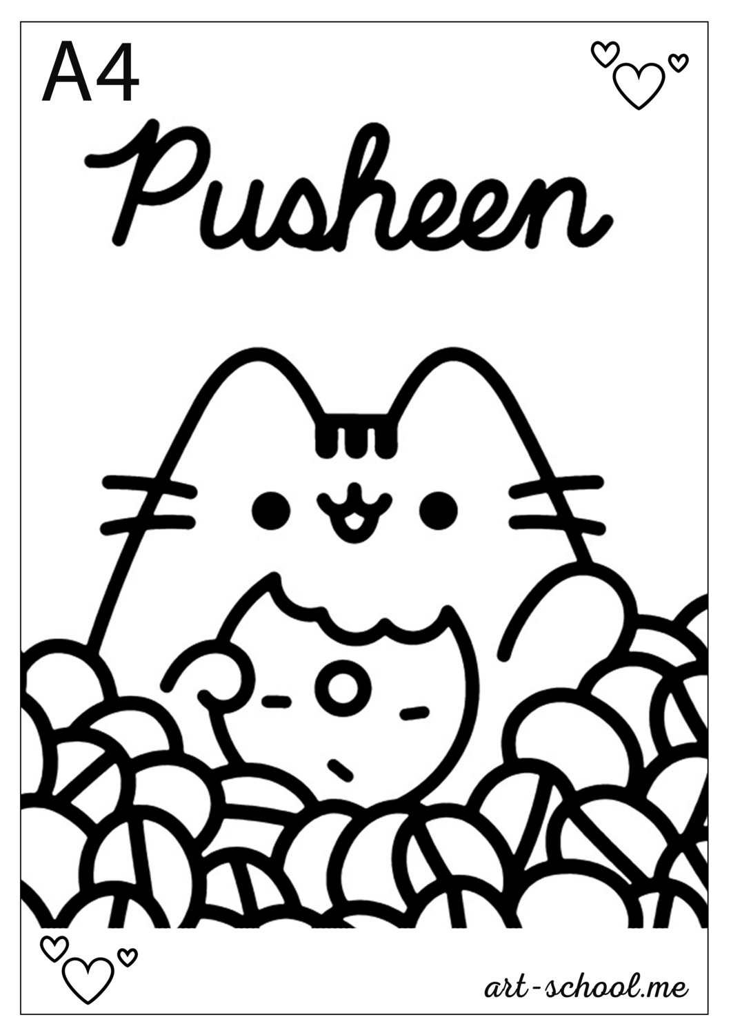 Kolorowanki pusheen! Duża kolorowanka do druku Pusheen! Format A4, JPG, PDF.