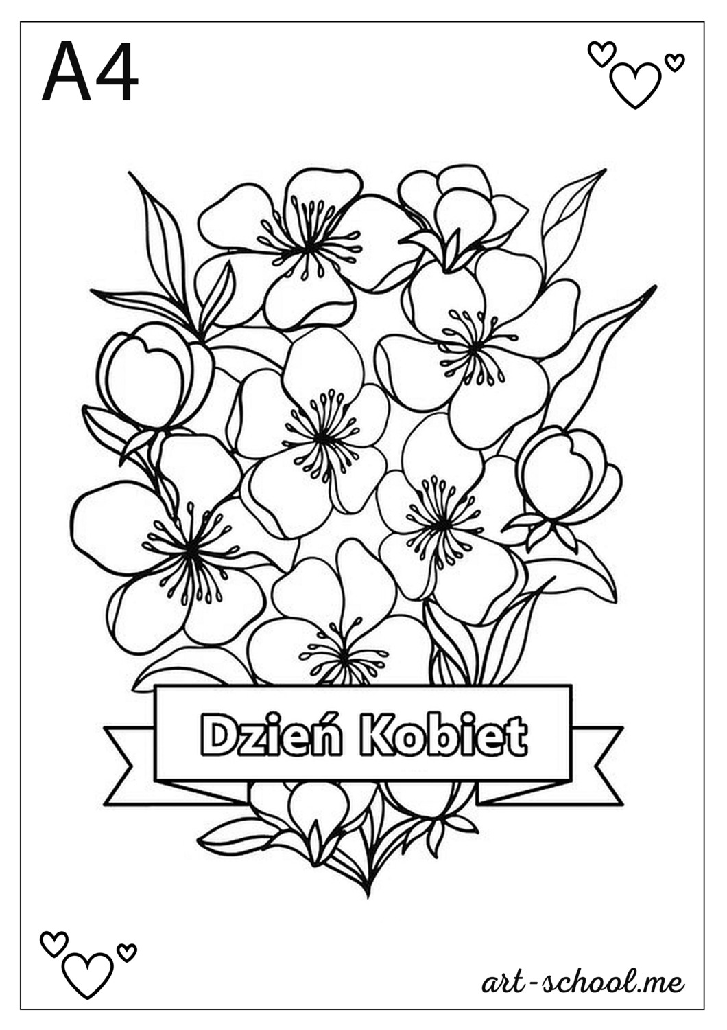 Kwiaty na Dzień Kobiet! Dzień Kobiet - kolorowanka dla dzieci. Idealna rozrywka dla maluchów.
