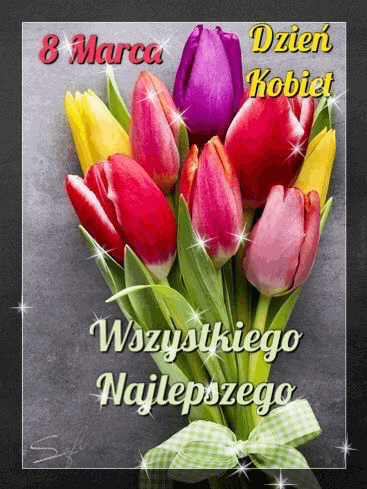 Kwiaty na dzień kobiet gify! Bukiet tulipanów dla kobiety! Tulipany!