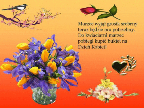Kwiaty na dzień kobiet gify! Piękne życzenia na Dzień Kobiet!