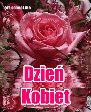 Kwiaty na dzień kobiet gify! Różowa róża.