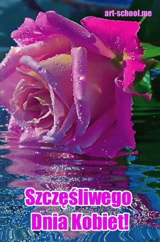 Kwiaty na dzień kobiet gify! Różowa róża.