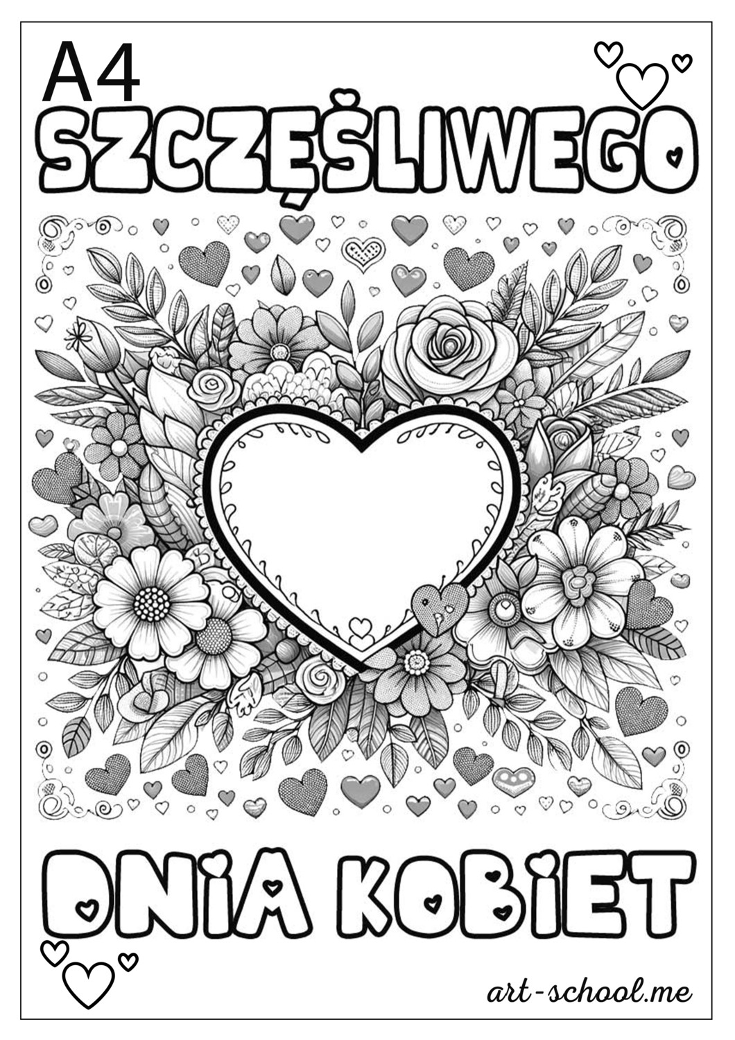 Kwiaty na Dzień Kobiet! Kolorowanki do druku dla dzieci! Laurka na Dzień Kobiet z miejscem na życzenia! Laurka dla mamy i babci!