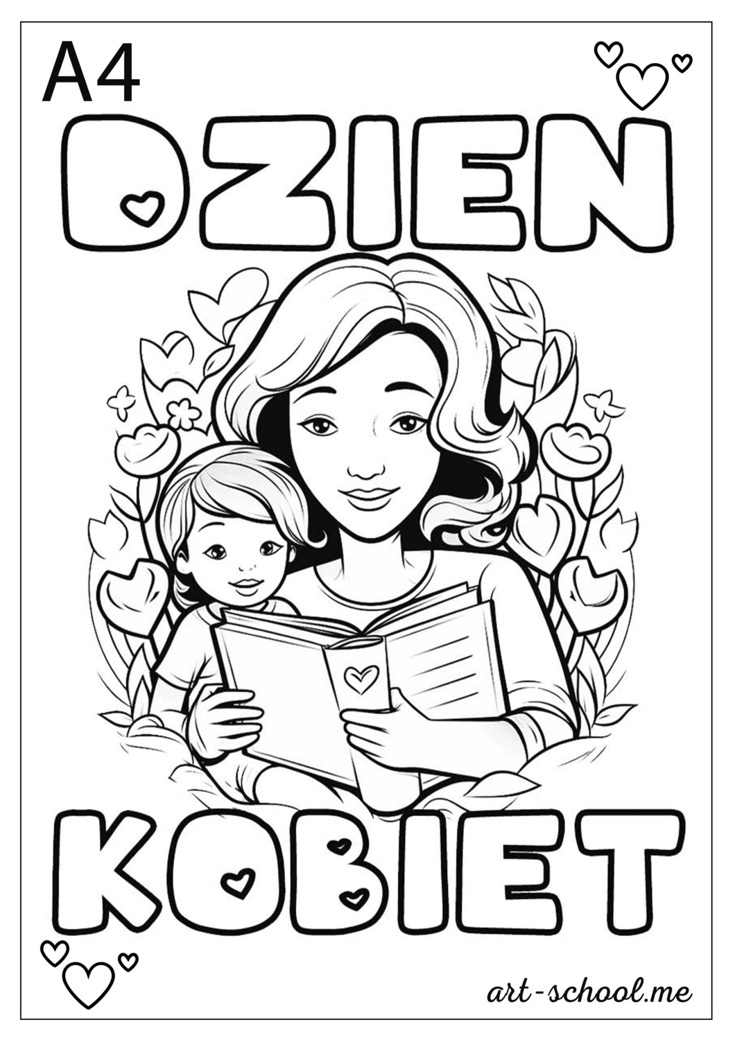 Malowanka na Dzień Kobiet do drukowania! 8 Marca - Dzień Kobiet!