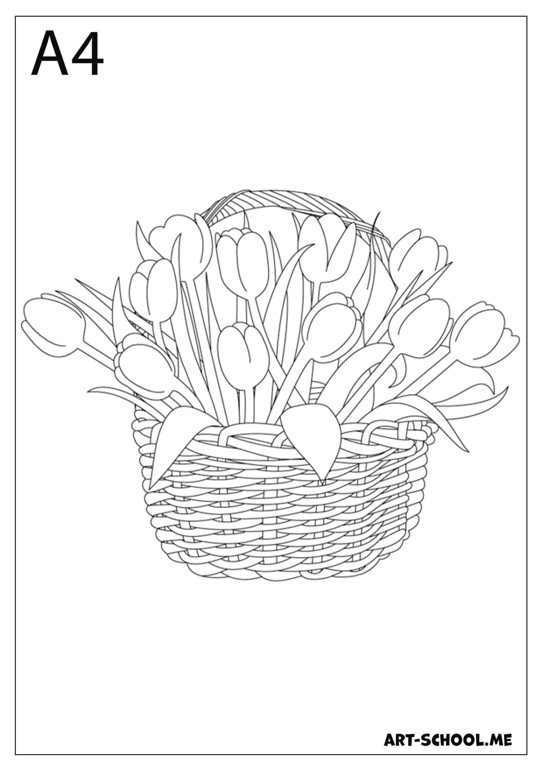 Tulipany kolorowanka! Kosz z tulipanami!