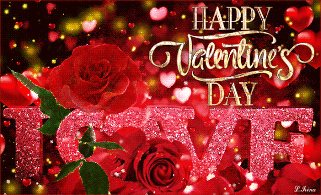 Walentynkowe kartki pocztowe romantyczne róże! Valentine's day gif! Happy valentine's day! I love You! Czerwone Róże!