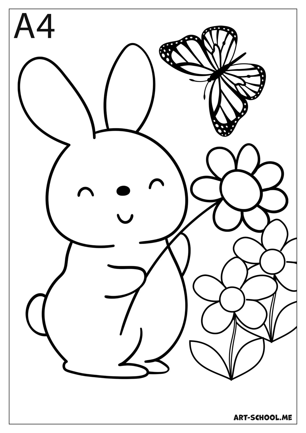 Wiosenne kolorowanki! Króliczek, motyl i kwiaty.