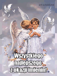Animowana kartka imieninowa! Gify z aniołami! Imieniny! Dwa urocze małe aniołki!