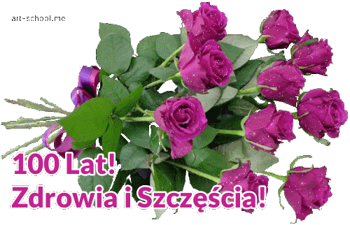 Bukiet kwiatów! GIF! Buket syrénowych róż! Buket fioletowych róż! 100 Lat! Z okazji urodzin!