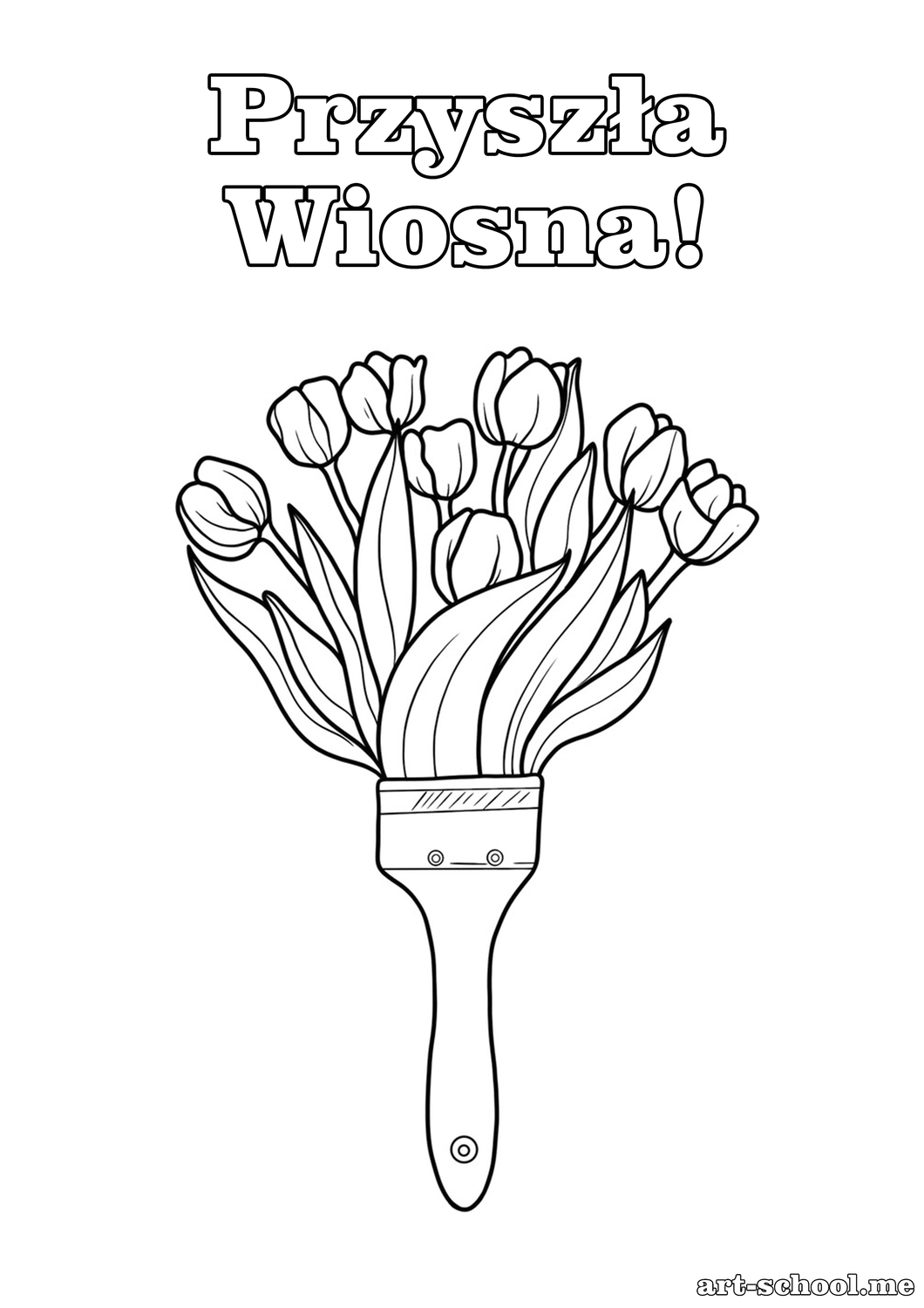 Bukiet tulipanów w wazonie w kształcie pędzla! Kolorowanka!