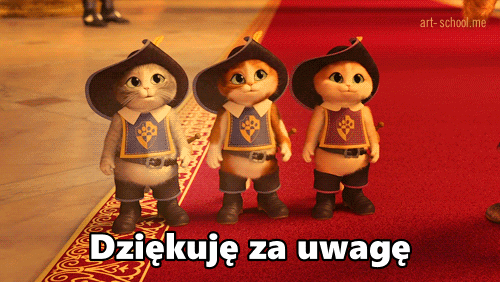 Dziękuję za uwagę! GIF! Trzy koty się kłaniają. Kot w butach.