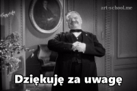 Dziękuję za uwagę! GIF ukłon! GIF z ukłonem! Ukłon człowieka z czarno-białego filmu. Mężczyzna się kłania.