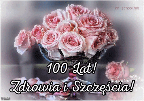 Gif urodzinowy! 100 Lat! Bukiet różowych róż!