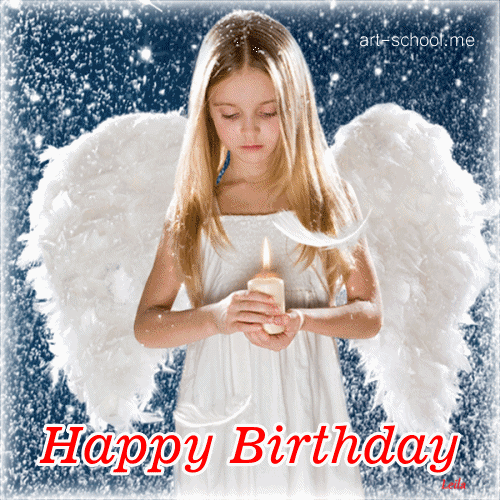 Happy Birthday! Kartki urodzinowe! Gif z aniołem!