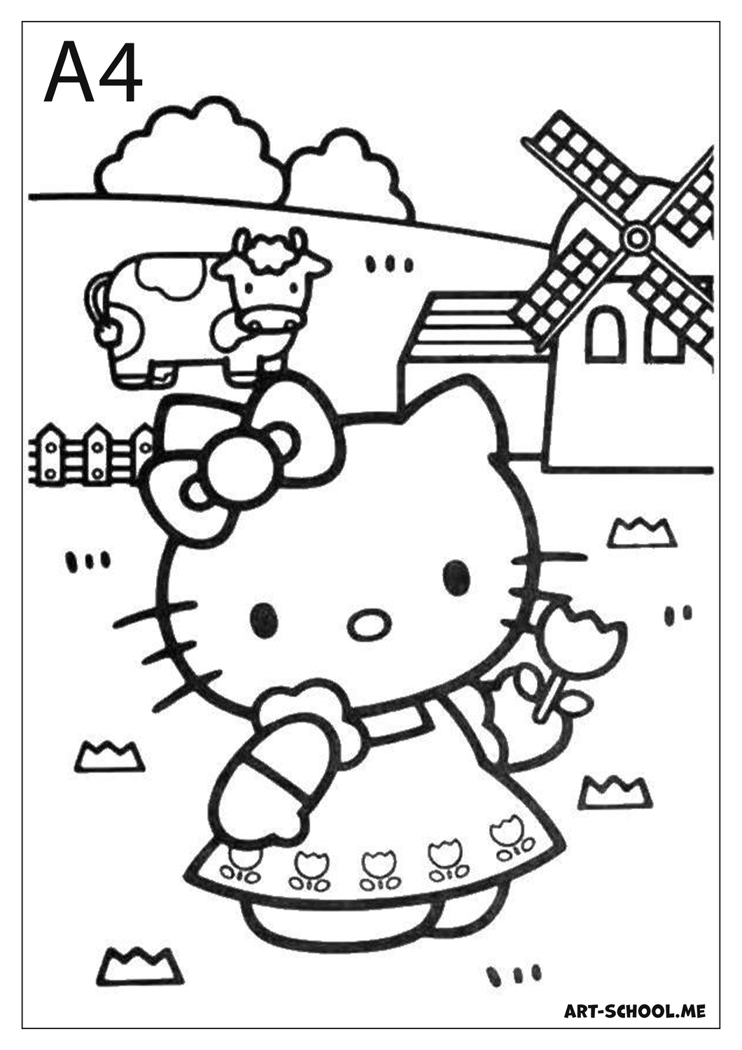 Hello Kitty! Darmowa kolorowanka do wydruku!