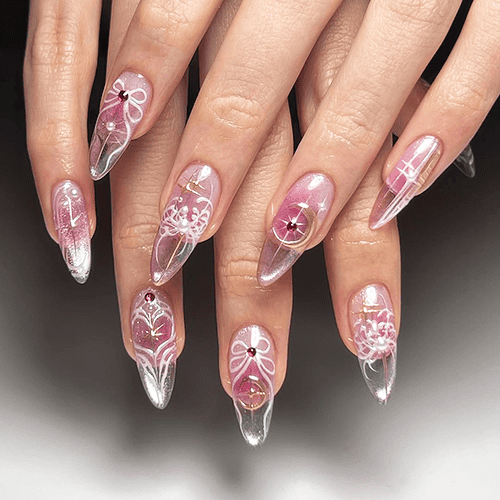 Jaskrawy modny manicure! Aksamitne, szklane paznokcie!