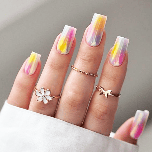 Jaskrawy modny manicure! Tęczowy, połyskujący manicure!