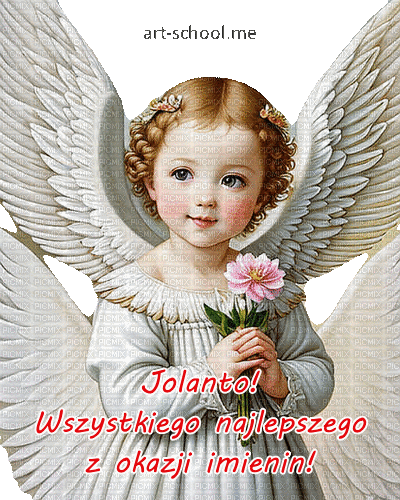 Jolanto! Wszystkiego najlepszego z okazji imienin! GIF-y z aniołami! Aniołki! Urocze aniołki!