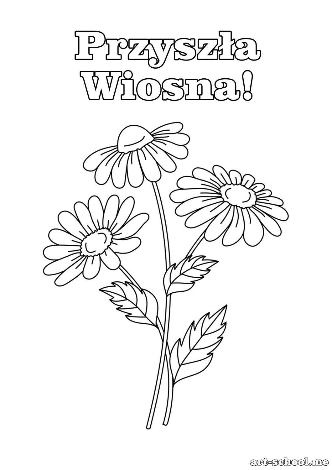 Kolorowanki kwiaty! Wiosenne kwiaty! Przyszła Wiosna! Stokrotki! Trzy stokrotki! Kolorowanka dla dzieci!