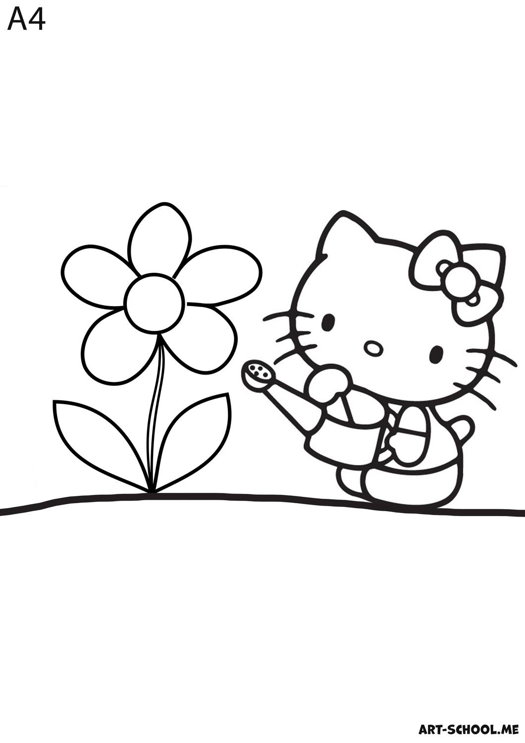 Kotka Hello Kitty ogrodniczka! Hello Kitty! Kotka-ogrodniczka podlewa kwiatek w swoim ogrodzie!
