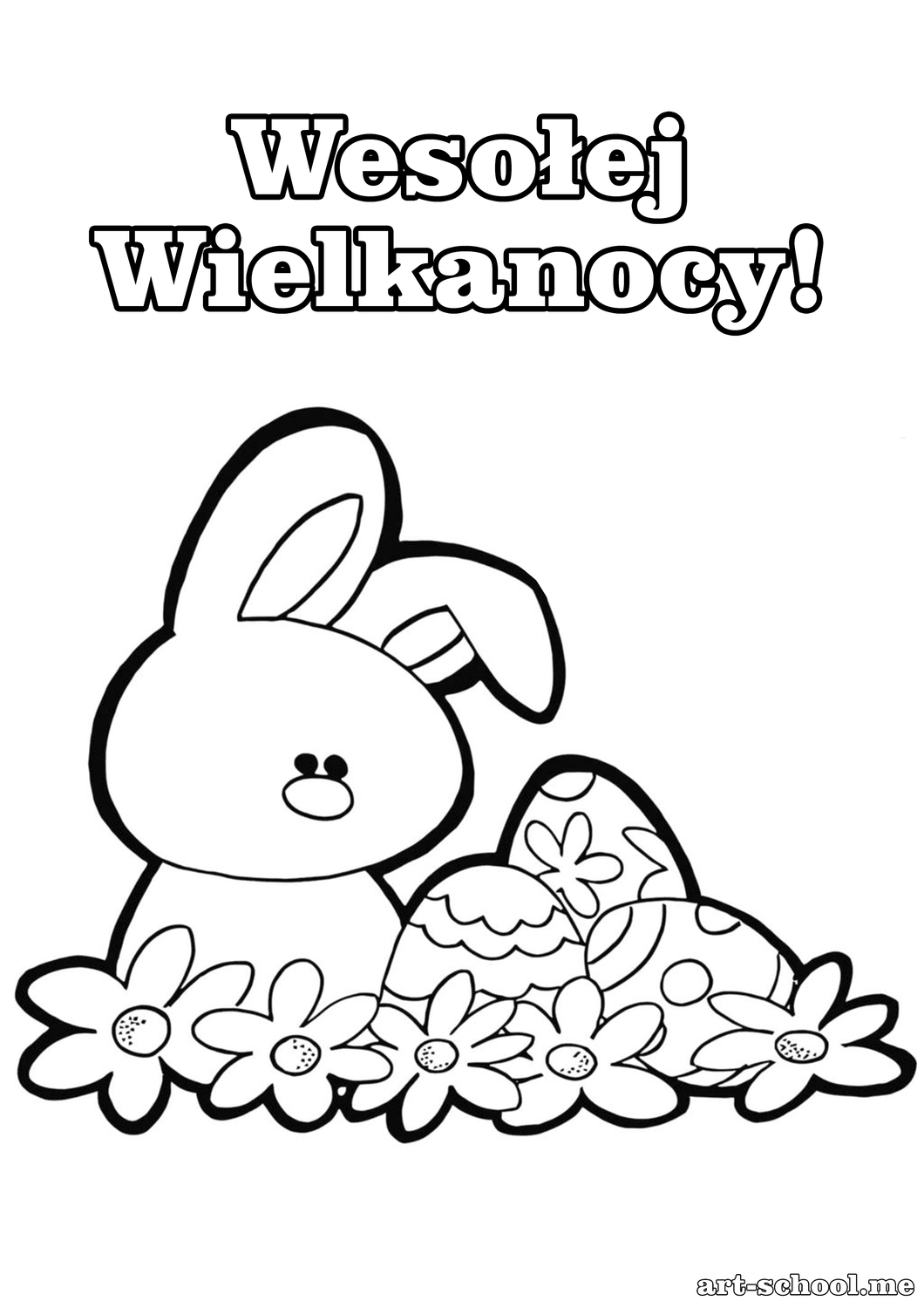 Królik wielkanocny! Kolorowanka z królikiem wielkanocnym!