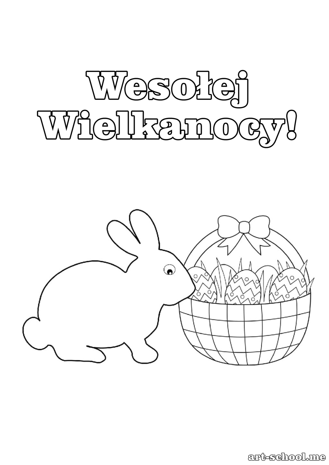Wesołych Świąt Wielkanocnych! Królik wielkanocny! Wielkanocna laurka do kolorowania! Wielkanocna Kolorowanka!