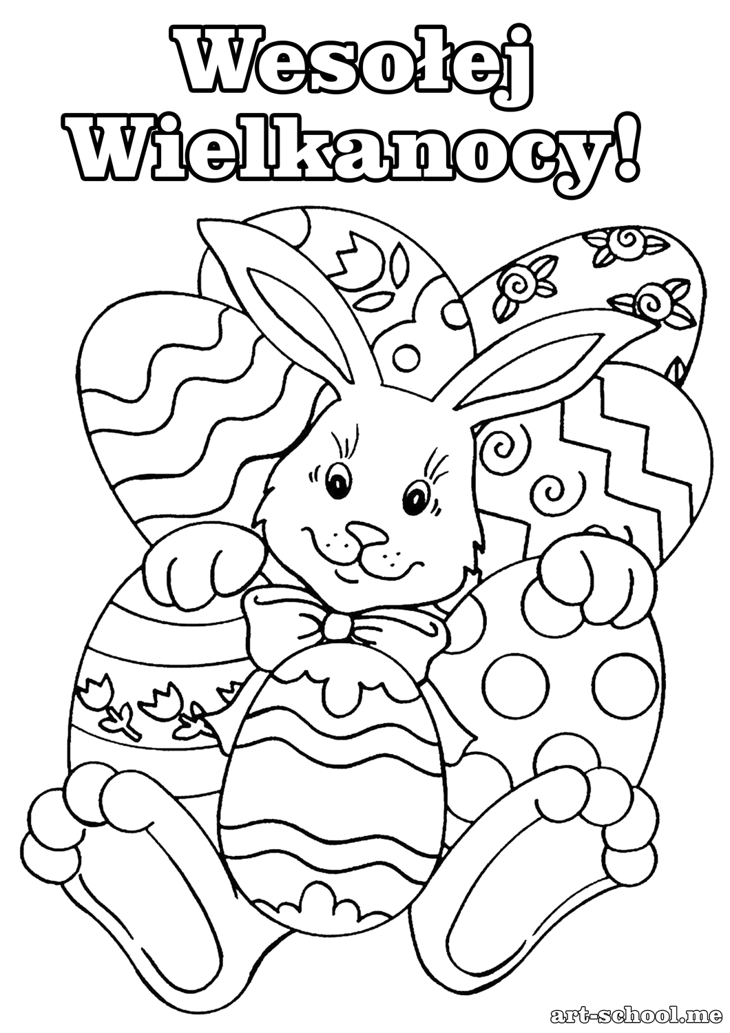 Królik wielkanocny! Życzenia wielkanocne! Wielkanocna laurka do kolorowania! Wielkanocna Kolorowanka!