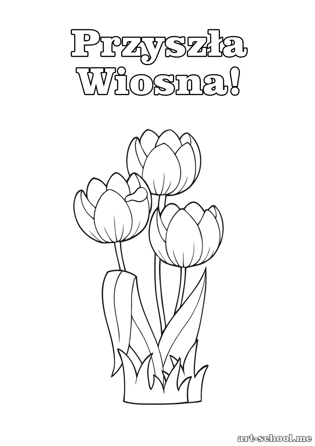 Kolorowanka na pierwszy dzień wiosny! Kwiaty dla maluchów! Tulipany do kolorowania dla przedszkolaków.