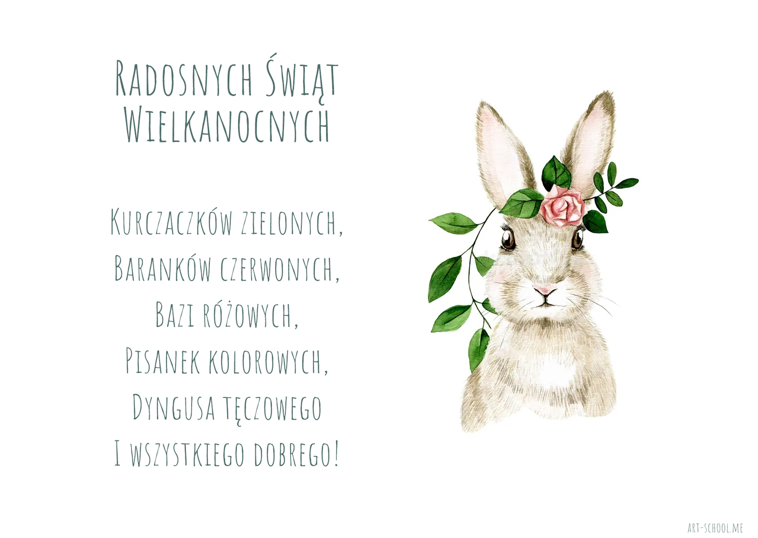 Najpiękniejsze życzenia, kartki, wierszyki, łańcuszki. Życzenia na Wielkanoc! Wielkanocne zające malowane akwarelą!