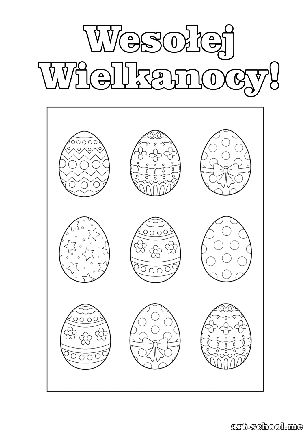 Pisanki! Jajka wielkanocne! Kolorowanka! Wesołych Świąt wielkanocnych!