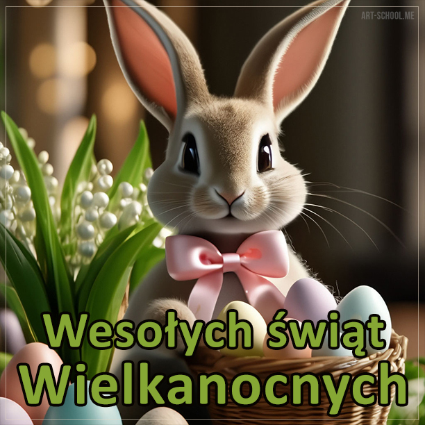 Puszysty Zajączek Wielkanocny! Kartki świąteczne Wielkanocne z zajączkiem! Puszysty zajączek! Wielkanocne jajka! Konwalie!
