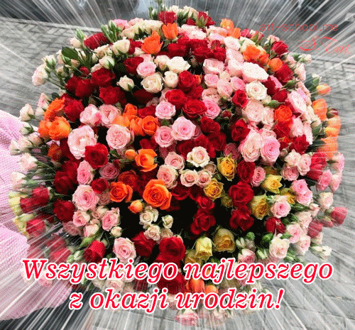 Róże! Bukiet kwiatów! GIF! Wszystkiego najlepszego z okazji urodzin!