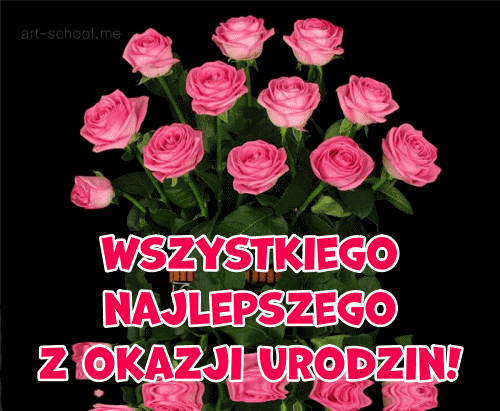 Różowe róże! Bukiet różowych róż! Wszystkiego najlepszego! Wszystkiego najlepszego z okazji urodzin!